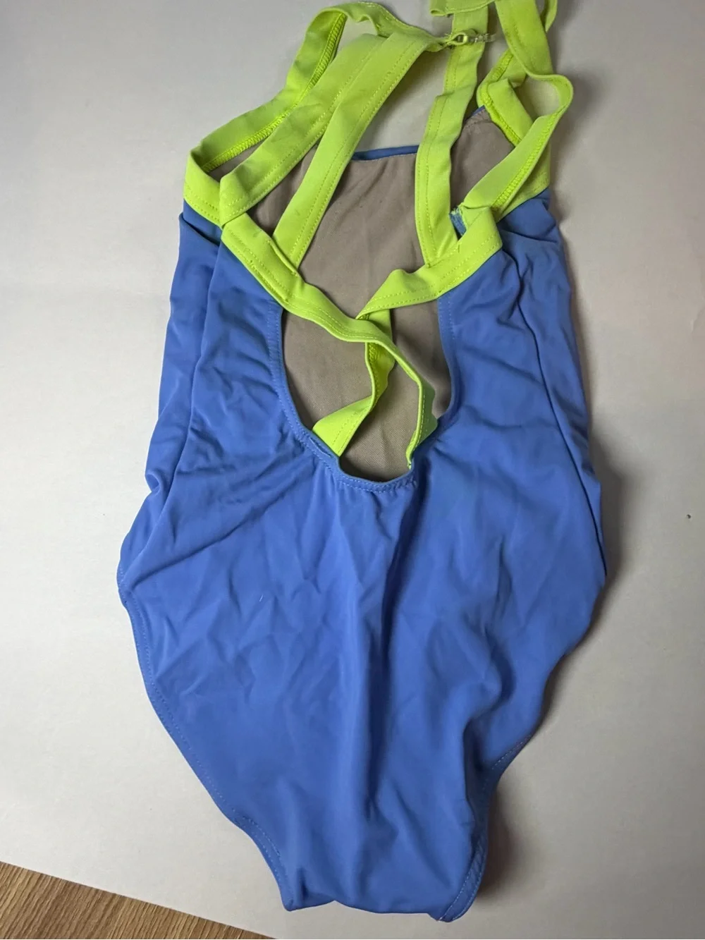 Girls Blue Dance Costume with Lime Straps
